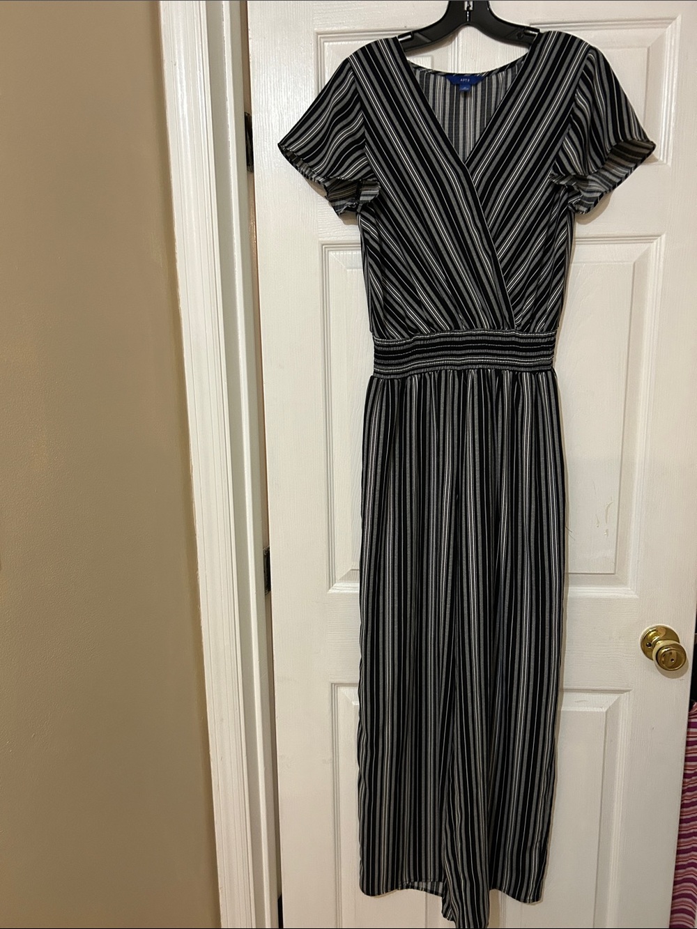 Apt. 9 Black and White Striped Maxi Jumpsuit